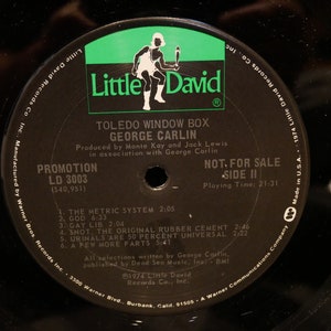 Vintage Vinyl: George Carlin - Toledo Window Box - Komedi Vinyl LP - 1974 (Originalpressning) bild 6