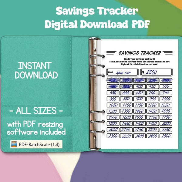 Savings Tracker, Savings Build Up Progress, Financial Goals, Budgeting, Finance Planning, PDF