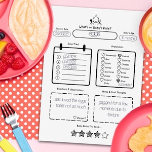 Led speenlogboek voor baby's | BLW-voedseltracker | Babyvoedingsdagboek | Vaste voedseltracker | Logboek babymaaltijden | Introductietabel eten Voedingsdagboek