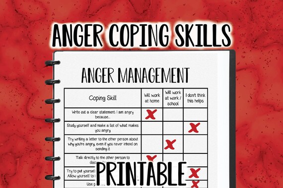 Anger Management Printable Worksheet I Coping with Anger | Etsy