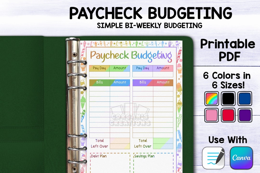 Paycheck Budgeting Printable, Biweekly Budget Plan, Finance Plan ...