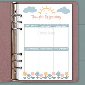 Thought Reframing Printable | Anxiety Journal Page | Cognitive Distortions Worksheet | Mental Health Therapy Tool | CBT PDF Download