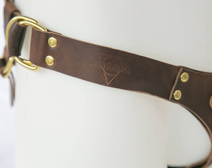 Handmade Leather Strap On Harness - The Ramona Harness in Oak