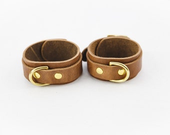 Switch Leather Co. Set of two ankle cuffs in Oak