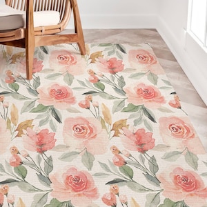 Watercolor Floral Nursery Rugs, Girls Nursery Decor, Vintage Floral Baby room decor, Farmhouse Nursery, Girls Watercolor Floral Carpets