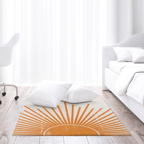 Boho Area Rug Beige and Light Rust Nursery Carpet Boho Sun Etsy