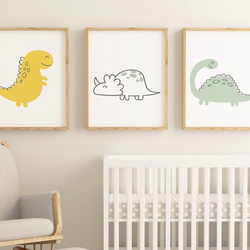 Dinosaur Nursery Wall Art Set of 3 Dinosaur Art Prints - Etsy