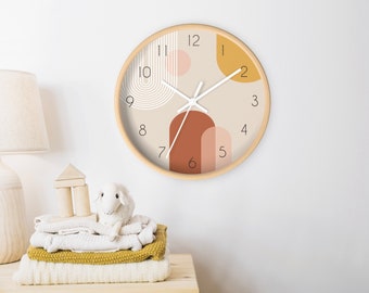 Boho Nursery Wall Clock: Earth Tone Minimalist Design