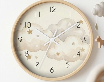 murale pour chambre d'enfant nuages et étoiles | Cadeau silencieux pour baby shower, cadeau nouveau-né de sexe neutre