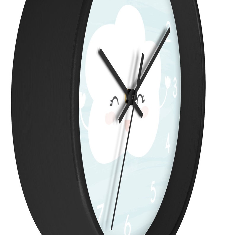 Aqua Nursery Wall Clock Happy Cloud Design Clock Wall Kids Etsy España