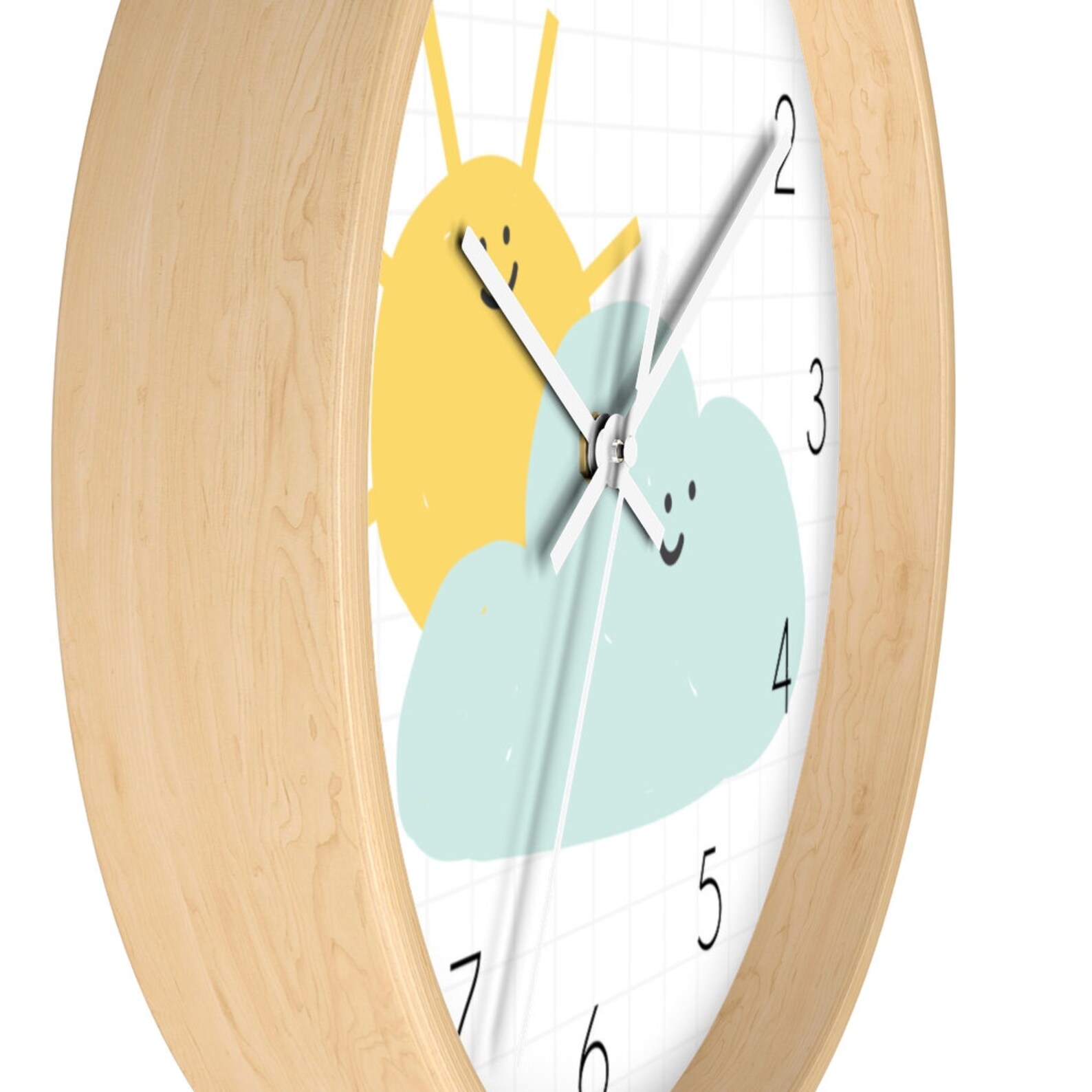 Kids Wall Clock Cute Sun and Cloud Wall Clock Nursery Clock Etsy