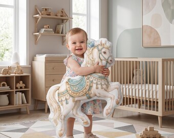 Vintage Carousel Horse Custom Shaped Pillow | Nursery Decor