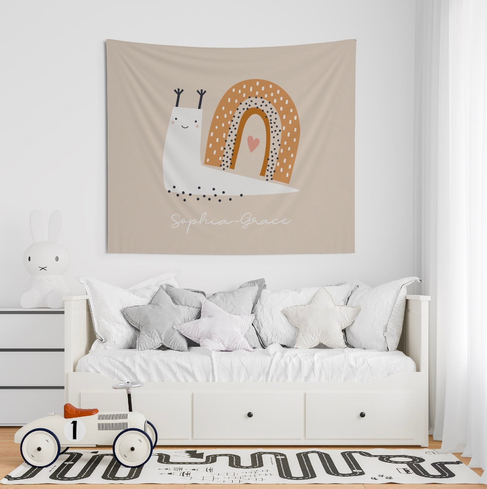 Cute snail Nursery Tapestry Personalized Tapestry Baby Name Etsy