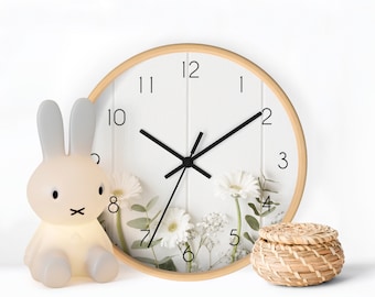 Daisy Wall Clock, Country Poppies Wall Clock, Daisies Flowers Clock, Poppy Wall Decor, Contemporary Floral Wall Clock