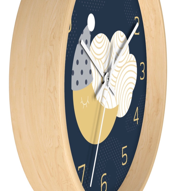 Wall Clock Baby Navy and Gold Nursery Wall Clock Sleeping Etsy