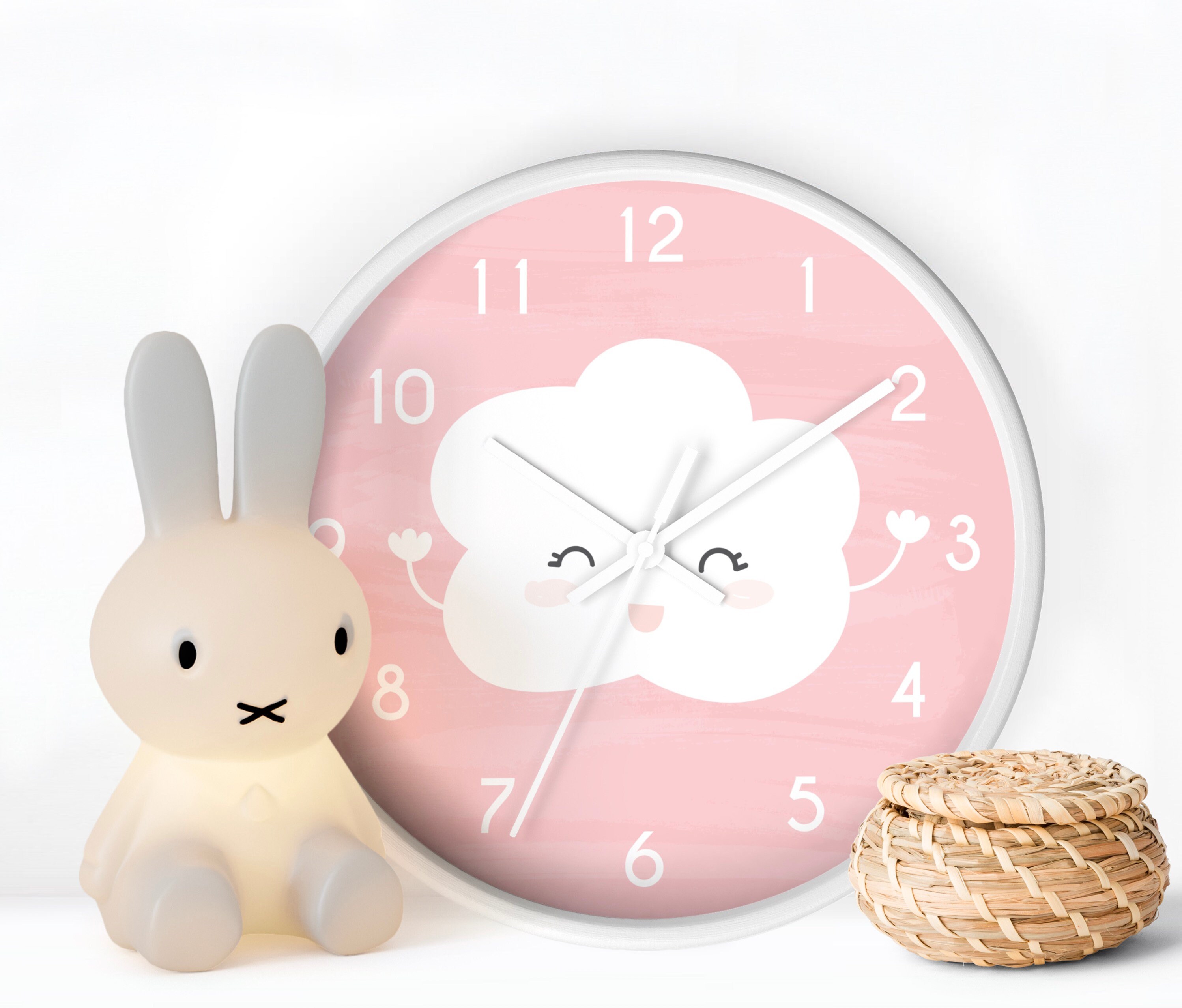 Home Décor Clocks Unique nursery wall clock decor Bunny kids wall clock Home & Living