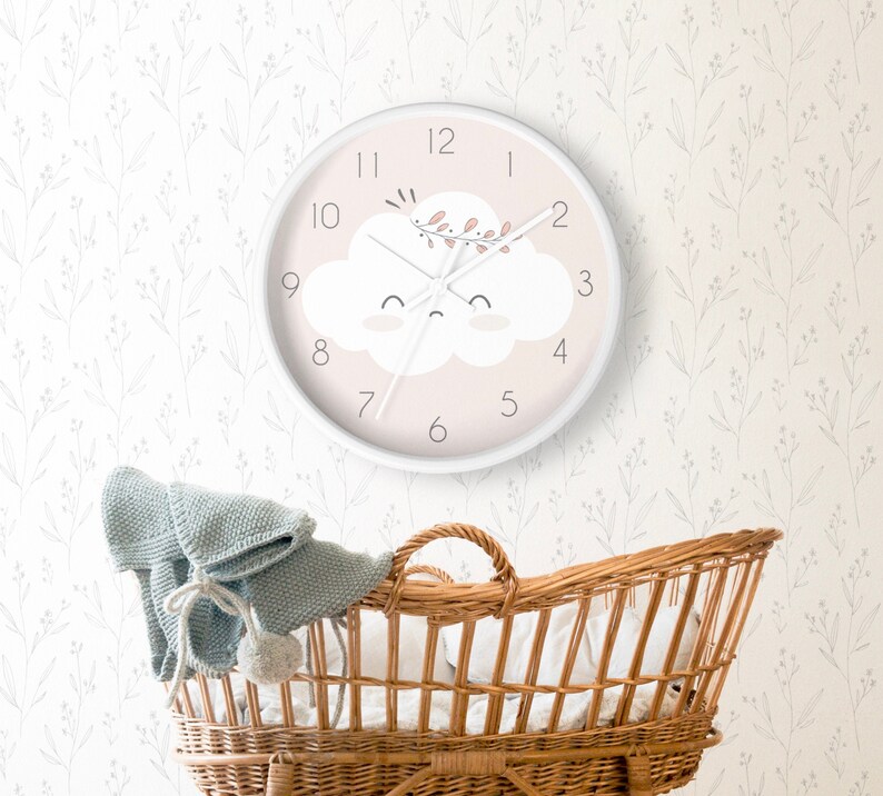 Cloud Nursery Clock Wall Clocks Baby Girls Room Decor Clock Etsy