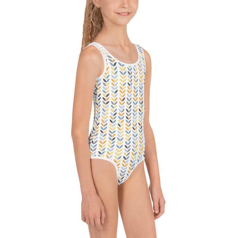 Scandinavian Print Kids Swimsuit Girls Beachwear Swimsuits toddler Blue Yellow Geometric Design Swimsuit