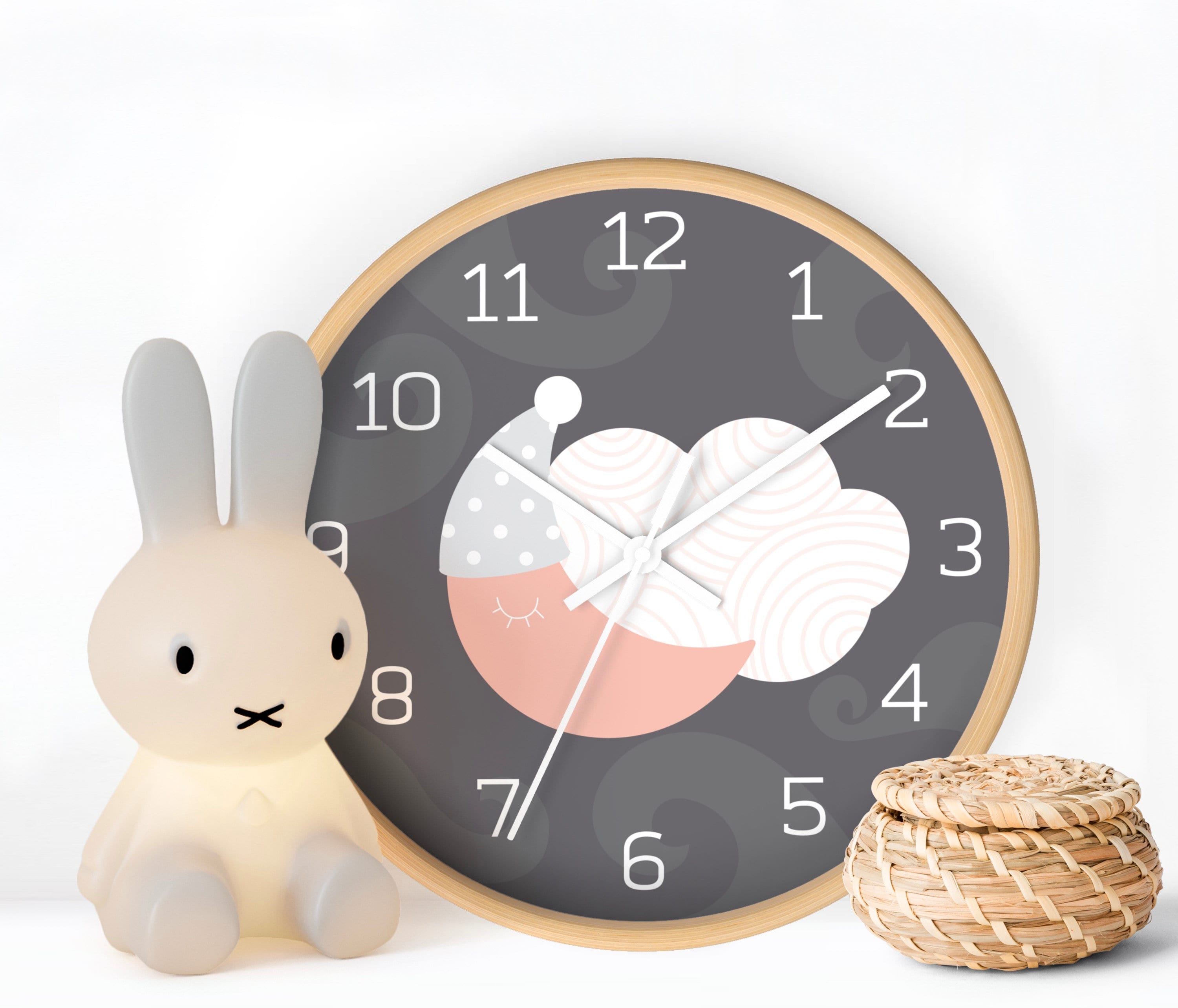 Wall Clock Baby Grey And Pink Nursery Wall Clock Sleeping Etsy.de