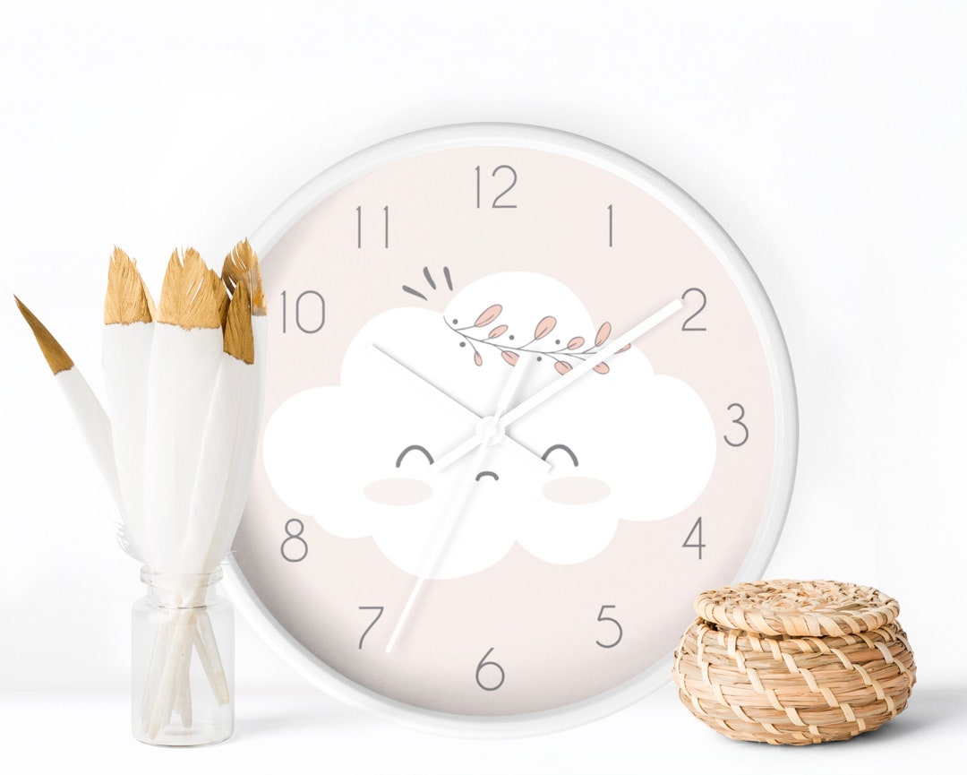 Cloud Nursery Clock Wall Clocks Baby Girls Room Decor Clock Etsy
