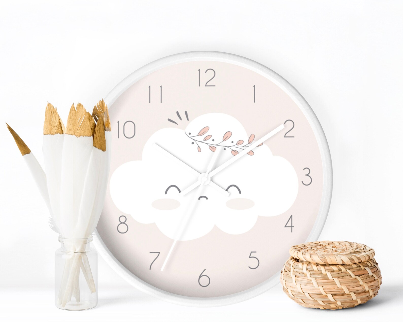 Cloud Nursery Clock Wall Clocks Baby Girls Room Decor Clock Etsy