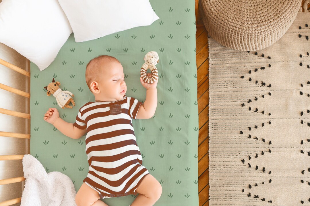 Sage Green Fitted Crib Sheet Baby Crib Sheet Minimalist Etsy Nederland