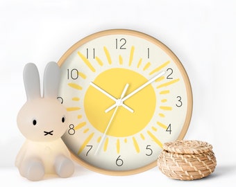 Sun Wall Clock, Nursery Wall Decor, Clock Wall Kids, Neutral Nursery Clock, Boho Wall Clock