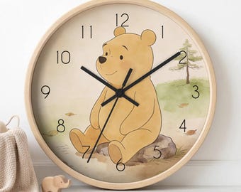 Winnie the Pooh Nursery Clock | Silent Kids Room Decor