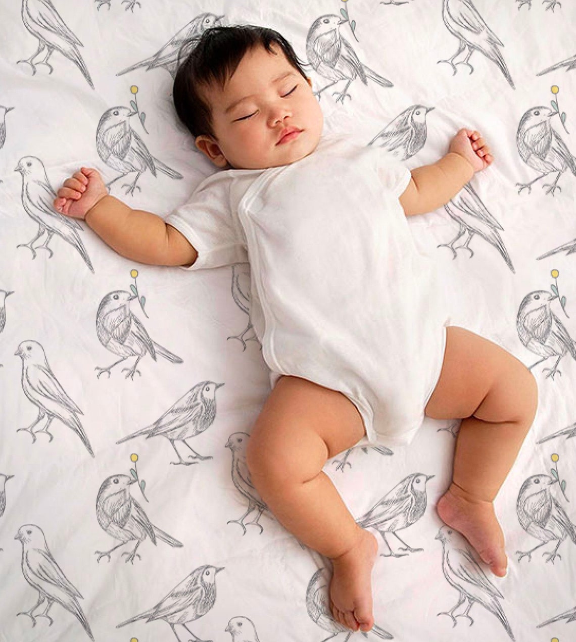 Baby Bird Crib Sheet Botanical Birds Crib Sheet Farmhouse Etsy