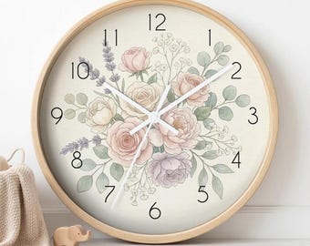 murale vintage florale calme pour chambre d'enfant | Décoration jardin pastel pour bébé fille, cadeau de baby shower