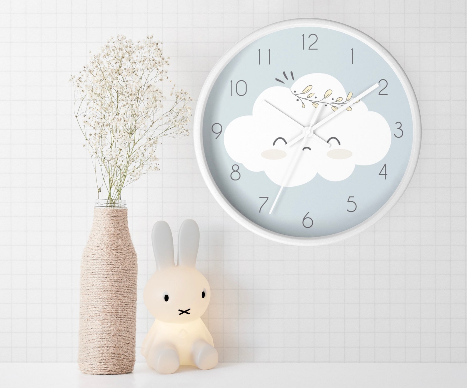 Cute Cloud Nursery Wall Clock Baby Boy Decorative Clock Etsy