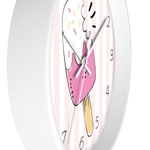 Ice Cream Wall Clock, Clock Wall Design, Girl Room Decor, Summer Clock ...