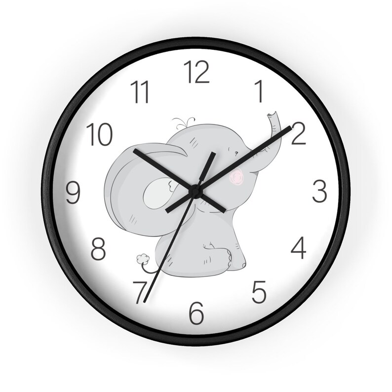 Cute Elephant Nursery Wall Clock Clock Wall Kids Grey Etsy