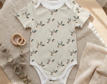 Body bébé vintage en forme de canard colvert - Vêtements pour bébés en coton à manches courtes, cadeau pour nouveau-né