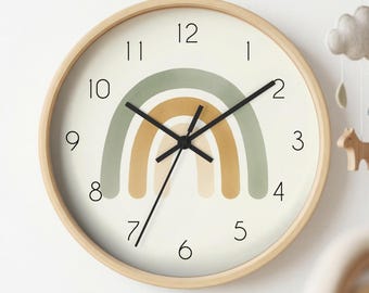 murale minimaliste arc-en-ciel neutre pour chambre d'enfant | Décoration de chambre d'enfant au calme