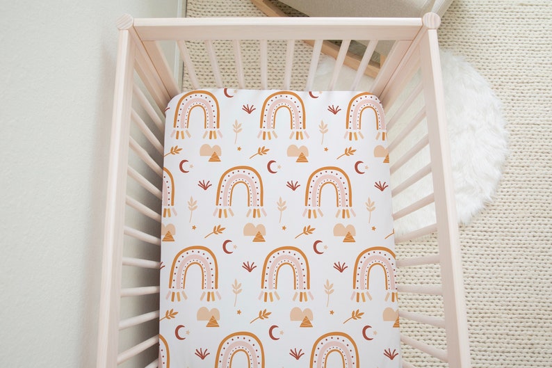 Gender Neutral Crib Sheet Scandinavian Rainbow Bedding Boho Etsy