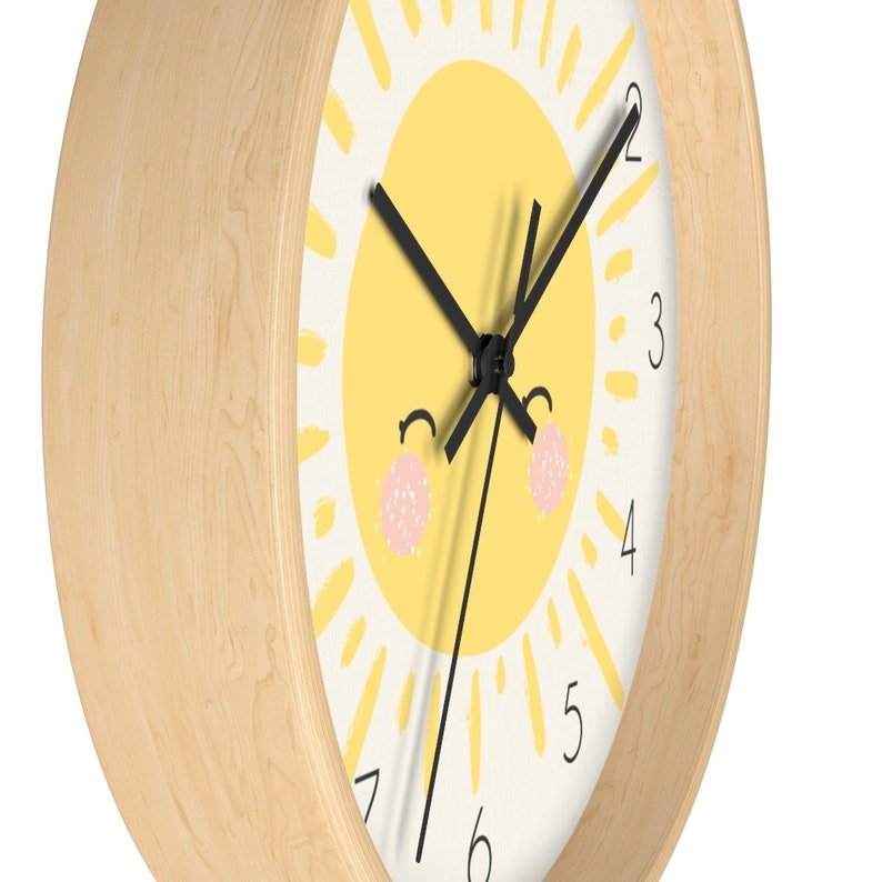 Happy Sun Wall Clock Nursery Clock Wall New Baby Gift Etsy