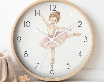 Horloge murale silencieuse ballerine pour chambre de bébé, décoration pour chambre de bébé fille
