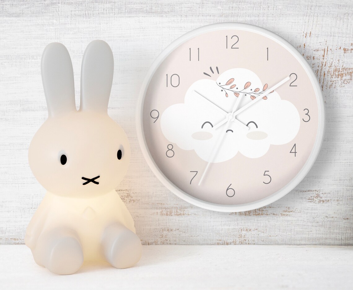 Cloud Nursery Clock Wall Clocks Baby Girls Room Decor Clock Etsy