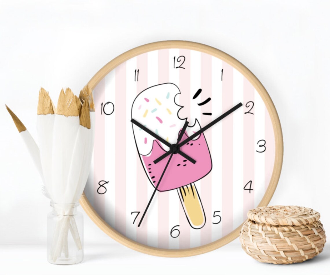 Ice Cream Wall Clock Clock Wall Design Girl Room Decor - Etsy