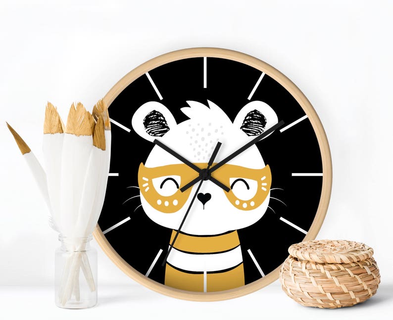 Wall Clock Decorative Modern Nursery Decor Kids Room Art Cool Bunny Design
