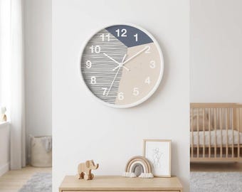 Nursery Silent Wall Clock, Modern Kids Room Wall Decor