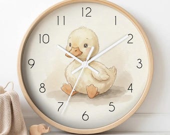 murale pour chambre d'enfant calme canard | Horloge nouveau-né silencieuse