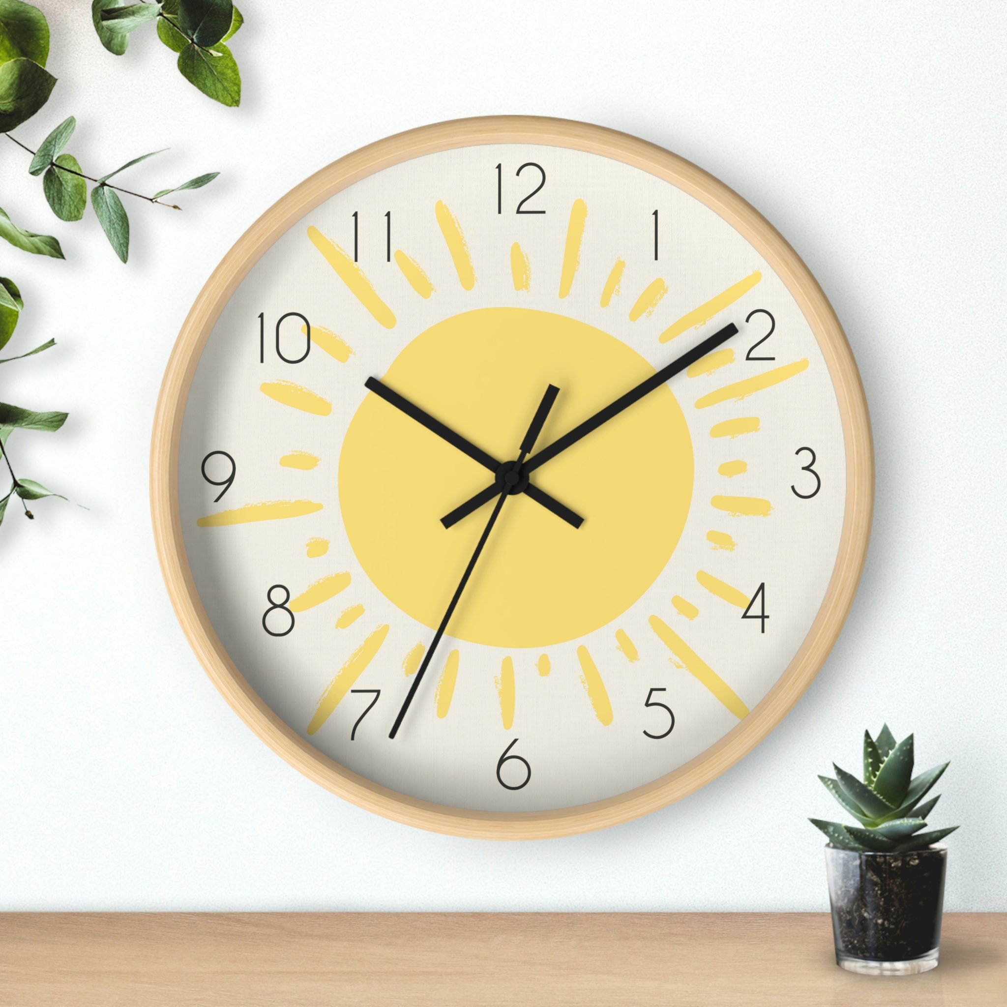 Sun Wall Clock, Nursery Wall Decor, Clock Wall Kids, Neutral Nursery Clock