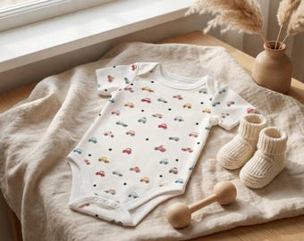 Body bébé petites voitures - Coton à manches courtes pour bébé, cadeau pour nouveau-né