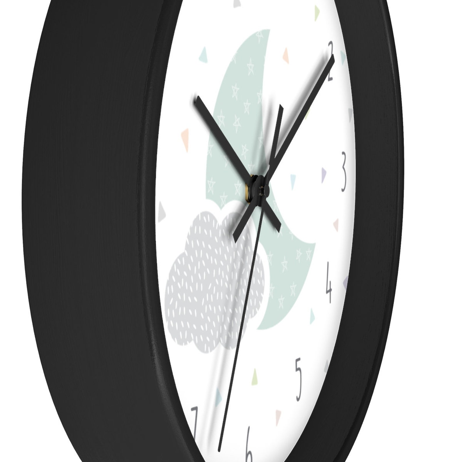 Clock Wall Nursery Wall Clock Cloud and Moon Design Clock Etsy