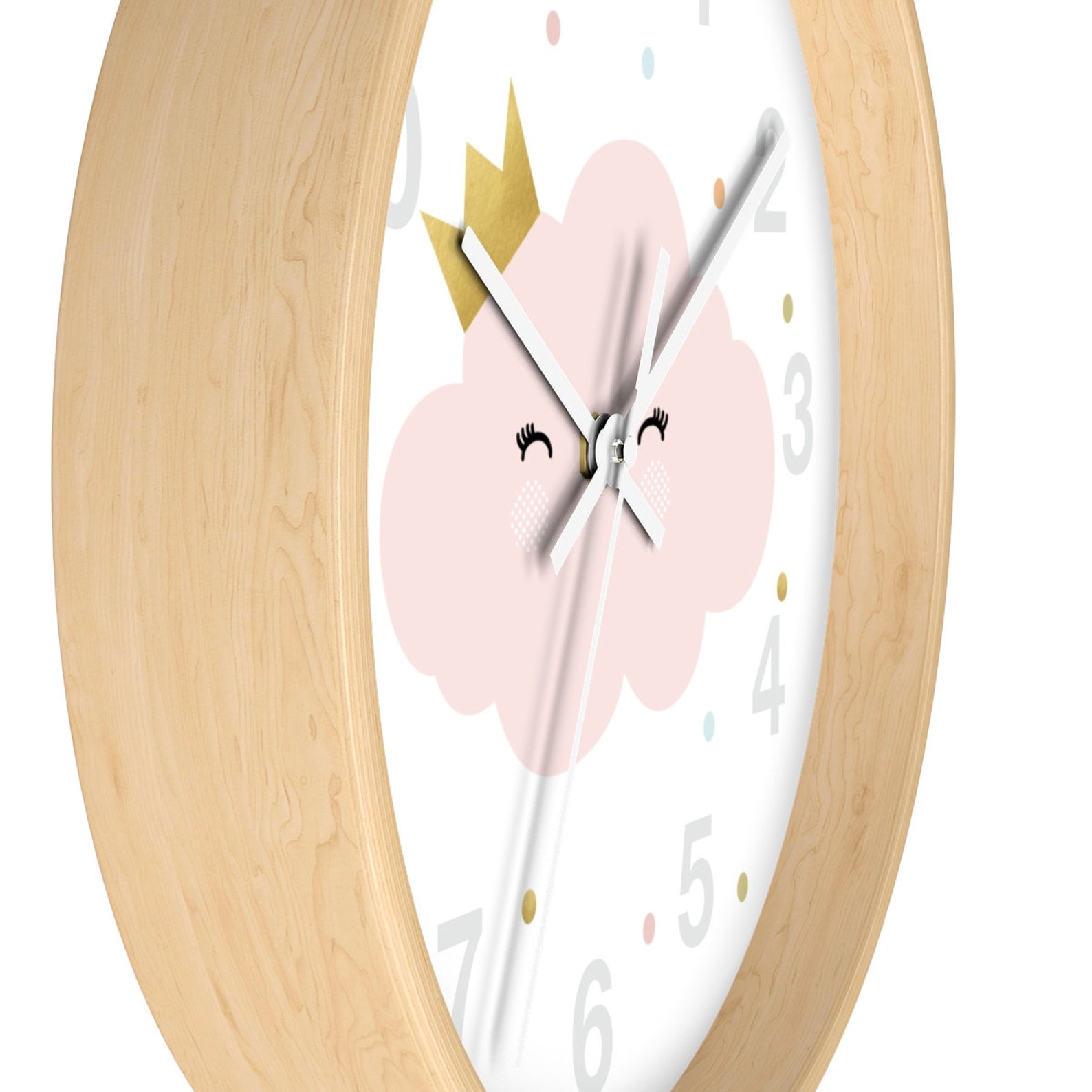 Cute Cloud Wall Clock Kids Art Clock Pink Cloud Clock Clock Etsy