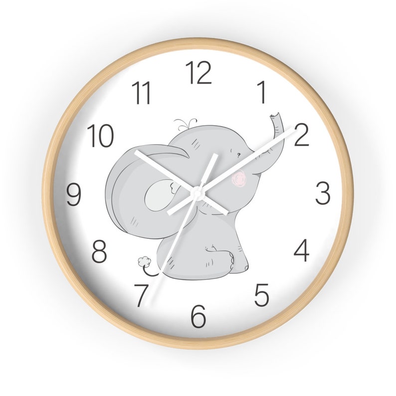 Cute Elephant Nursery Wall Clock Clock Wall Kids Grey Etsy