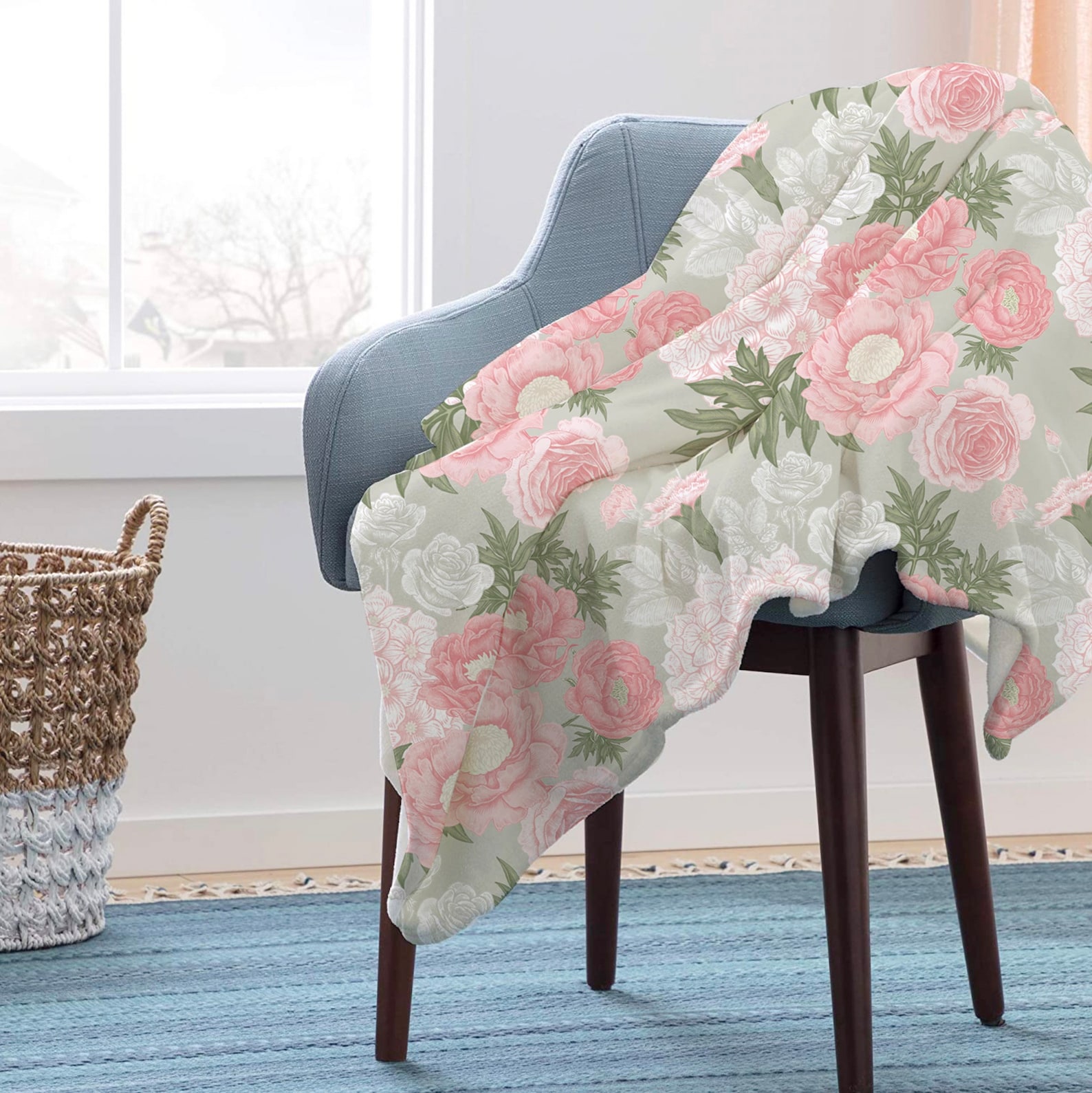 Sage And Pink Blush Baby Blanket Minky Blankets For Baby Etsy