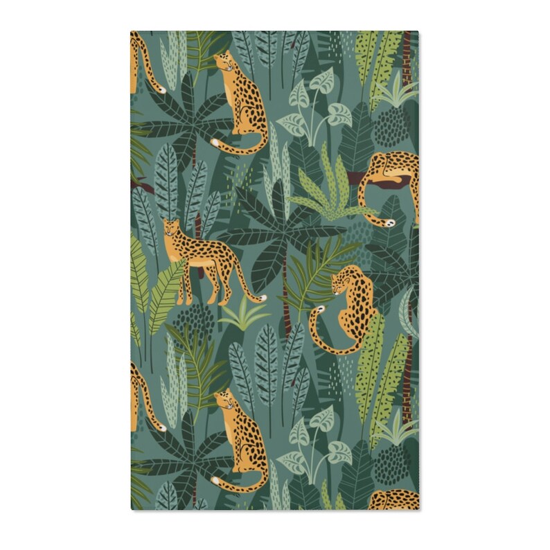 Wild Jungle Animal Rug Leopard Print Carpet Green Animals Etsy